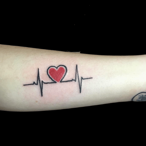 Small Couple Tattoo Design, Heartbeat Line Tattoo Design