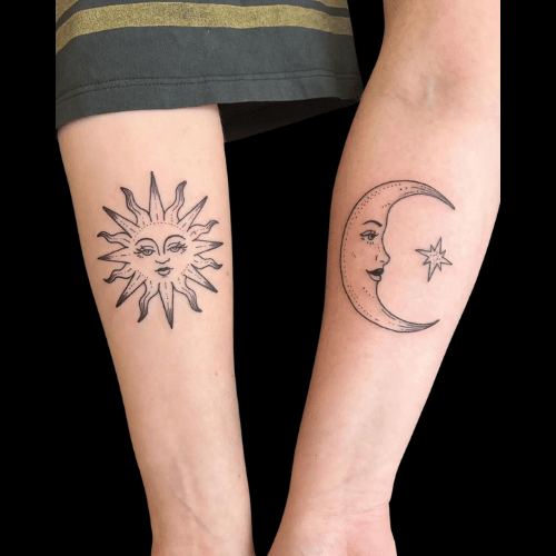 Sun and the moon, tiny tattoo – Tattoo Studio München | CHAOS CREW |  Tätowierer München