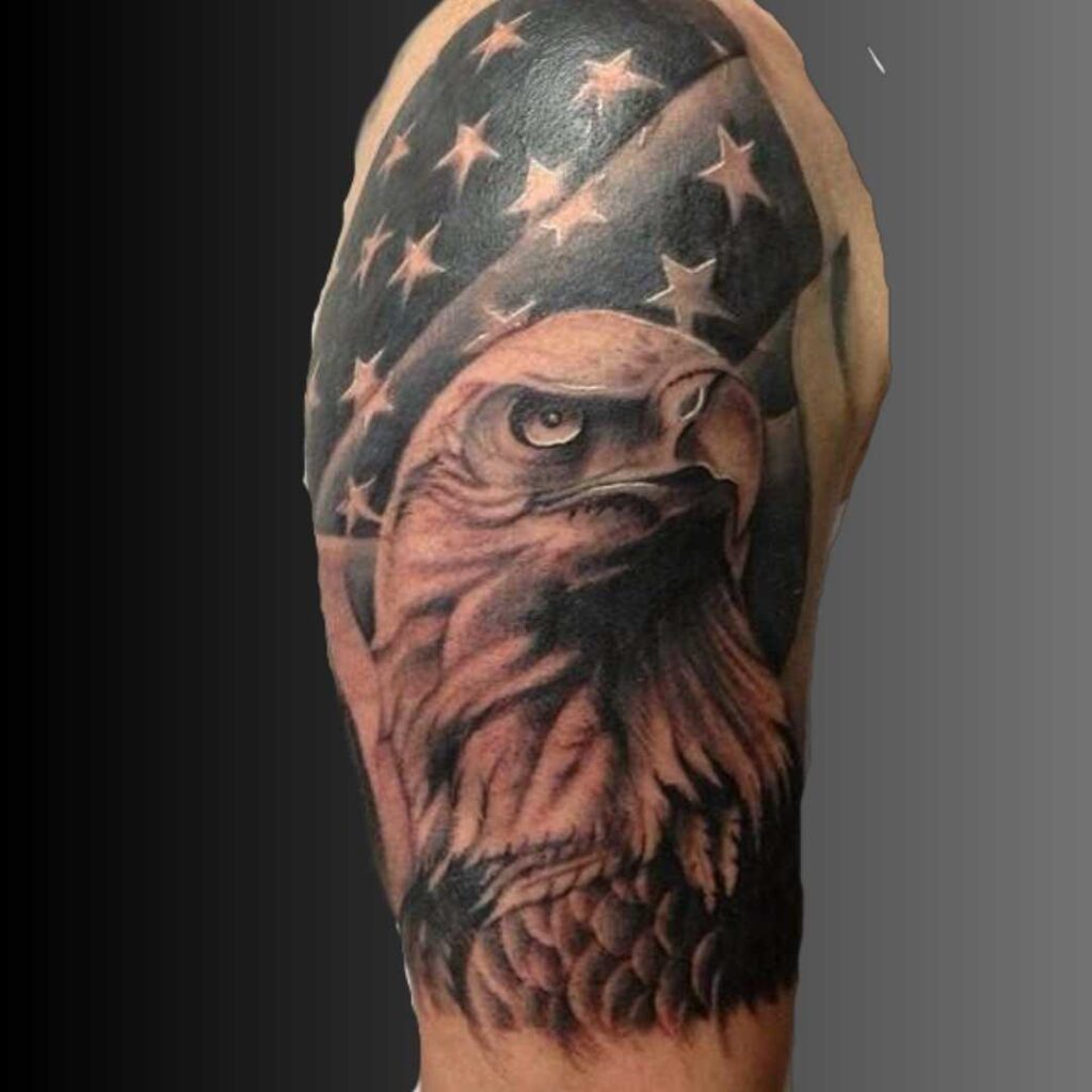 Eagle and Flag Tattoo Design